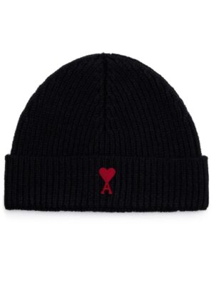 logo-embroidered ribbed beanie