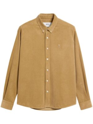 logo-embroidered corduroy shirt