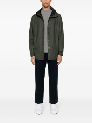 buttoned raincoat with drawstring