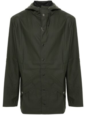 buttoned raincoat with drawstring