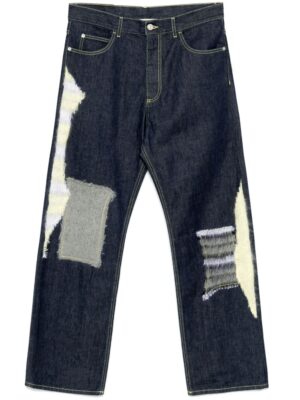 patchwork design jeans