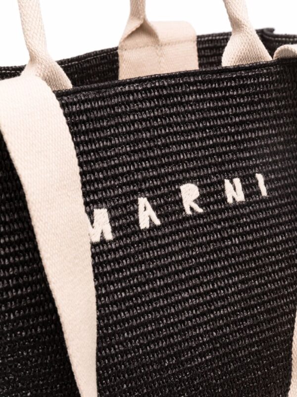 raffia tote bag with embroidered logo - Image 4