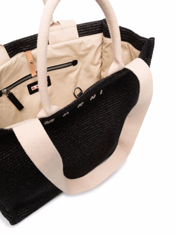 raffia tote bag with embroidered logo - Image 5