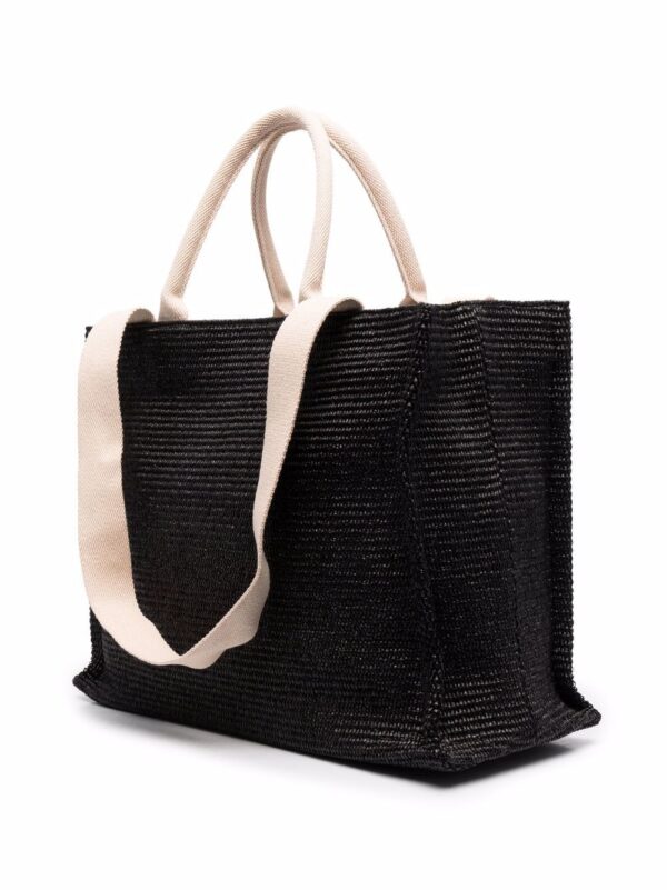 raffia tote bag with embroidered logo - Image 3