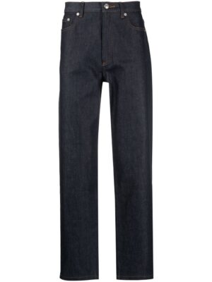 mid-rise straight-leg jeans