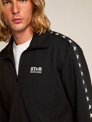 Men’s black zipped sweatshirt with white stars