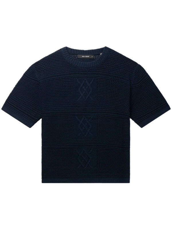 T-shirt crocheté bleu marine